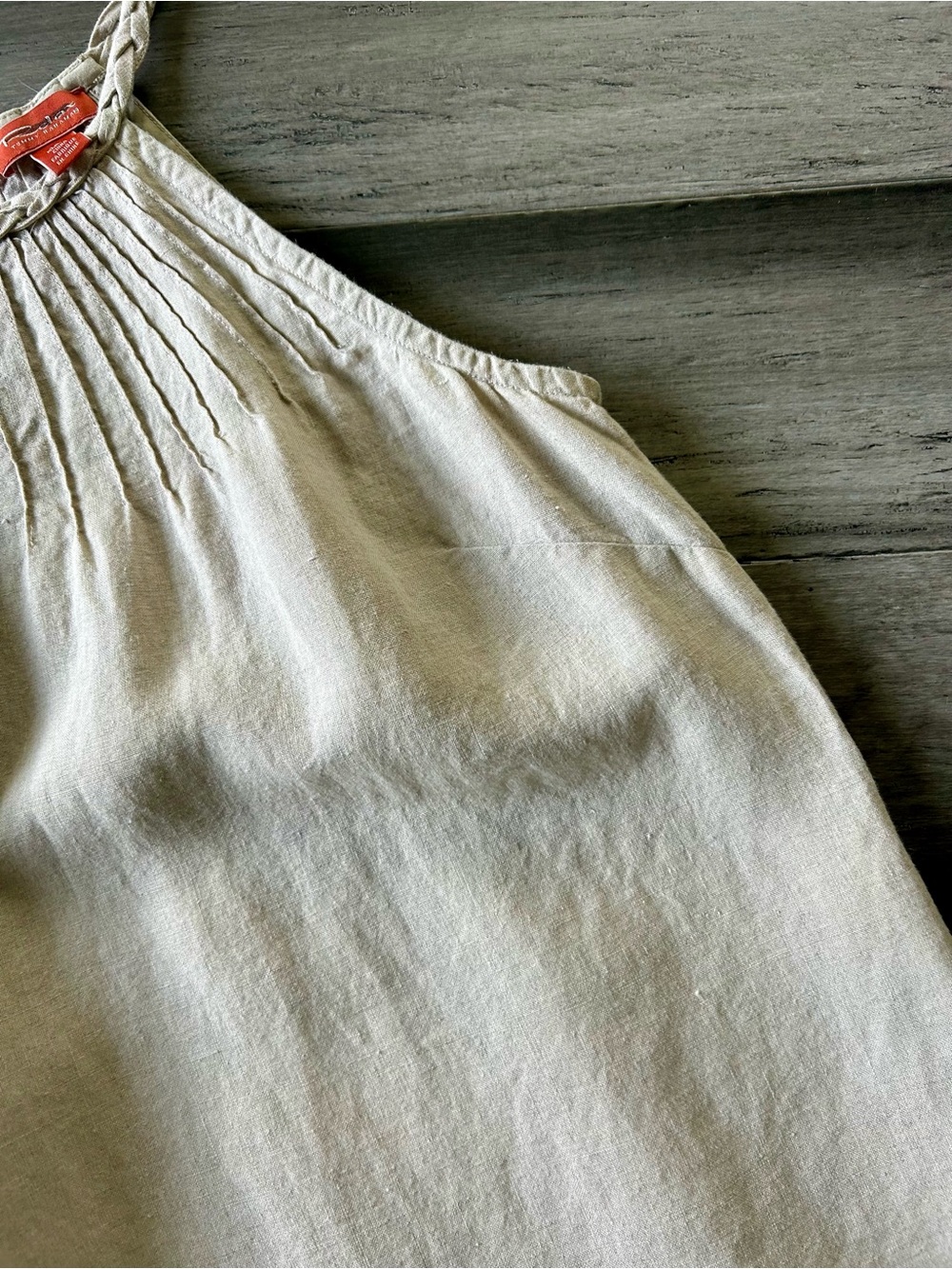 Relax by Tommy Bahama Beige Linen High Cut Neck Shift Dress - Picture 5 of 12